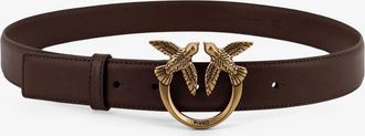 Pinko Cintura in pelle con logo Love Birds in metallo - PINKO - gender_Woman