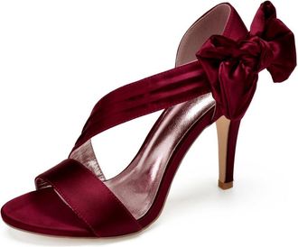 Generic Womens High Heels Sexy Open Toe Heels Wedding Shoes Summer Stiletto Sandals Bridal Shoes 10.5Cm,Wine red,9 UK