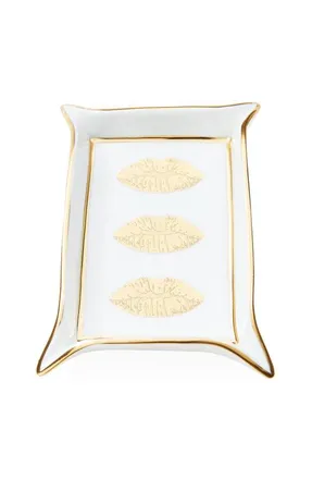 Jonathan Adler Lips Valet Tray in White /Gold at Nordstrom