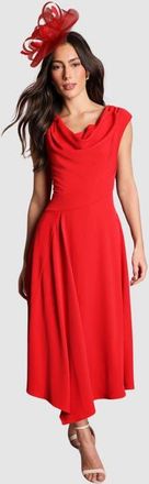 Coast Off Shoulder Crepe Midi Dress in Flame Red at Nordstrom, Size 10