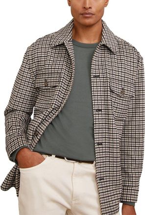 Reiss Liam Houndstooth Wool-Blend Casual Shirt