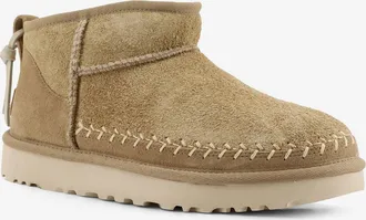 UGG Womens Suede Ankle Boots Classic Ultra Mini Beige