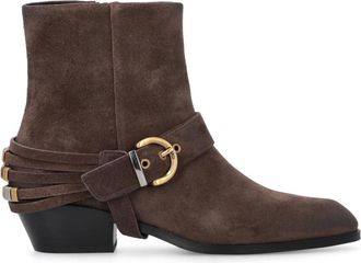 Pinko Pinko, Schoenen, Dames, Bruin, 37 EU, Leer, Cowboy Enkellaarzen