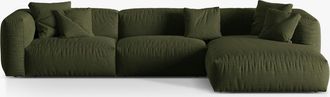 MICADONI Modulares 4-Sitzer Design Ecksofa Martina - Strukturstoff Grün