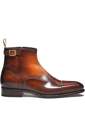 Santoni leather zip-up boots - Brown