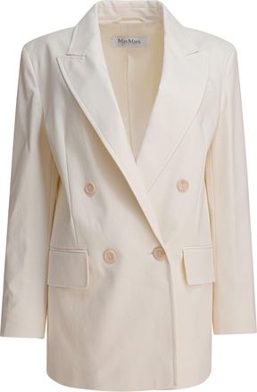 Max Mara Womens White Elastane Jacket - Ivory Cotton - Size EU 38 (Womens)
