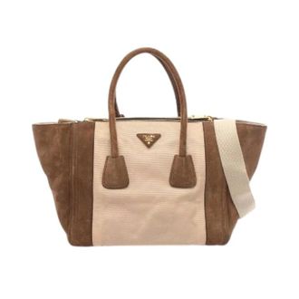 Prada Pre-owned Tote Bags, female, Beige, Size: ONE SIZE Pre-owned Canapa Scamoscia Handbag