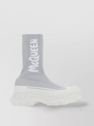 Alexander McQueen silver glitter knit high-top sneakers