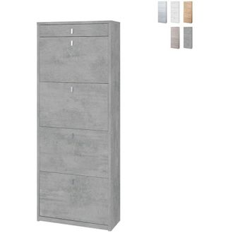 OEM Zapatero Con Cuatro Puertas Y Un Caj&oacute;n Superior Beton Cemento 63x29x H164 Cm