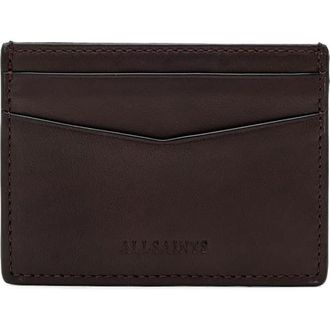 AllSaints Delph Leather Card Case in Bitter Brown at Nordstrom