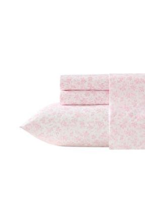 Laura Ashley Floral Toile 200 Thread Count Cotton Percale Sheet Set in Light Pink at Nordstrom Rack, Size Queen