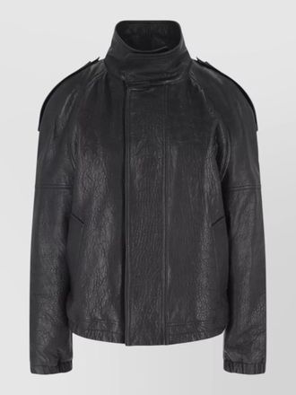 Saint Laurent coat high collar epaulettes side pockets