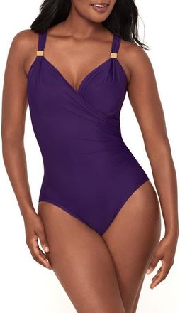 Miraclesuit Razzle Dazzle Siren One-Piece Swimsuit in Mulberry at Nordstrom, Size 14