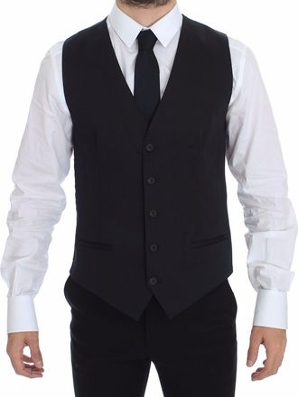 Dolce & Gabbana Blue Cotton Stretch Dress Vest Mens Blazer