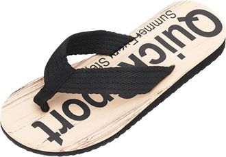Generic Fashionable Spring Summer Mens Flip Flops with Flat Sole Lightweight Wood Grain Design for Casual Beach Wear (Black, 6.5)