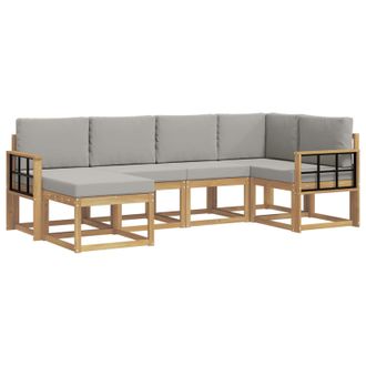 vidaXL Conjunto De Sof&aacute;s De Exterior 6 Pcs Blanco Y Gris Claro Vidaxl