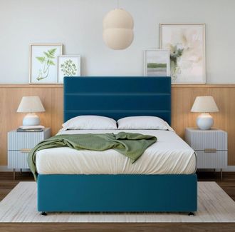 Bedmaster Plush Velvet Divan Base in Blue | Size: Small Double