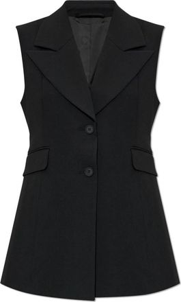 AllSaints Astra Vest - Dames - Gillet - Zwart - 2XS - Leer - Kostuums
