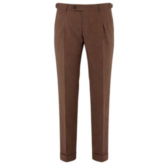 Berwick 1707 Suit Trousers, male, Brown, Size: M Tailored Pleated Trousers