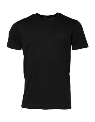 Dolce & Gabbana Black Logo Plaque Cotton Crew Neck Mens T-shirt