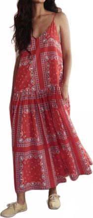 The Great. Drop Waist Dress In Red Sailboat Bandana