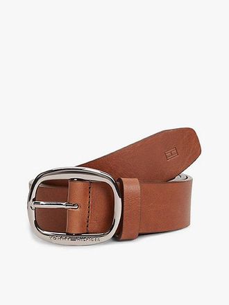 Tommy Hilfiger Oval Buckle Debossed Leather Belt
