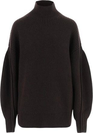 Carven Geribde kasjmier trui met hoge hals - Dames - Cashmere truien - Bruin - XS - Kasjmier - Truien & Vesten