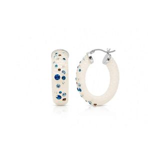 Gold & Honey Womens Medium Oval Confetti Hoop Earrings In White