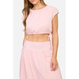 Blu Pepper Side Tie Swiss Dot Crop Top in Pink at Nordstrom Rack, Size Medium