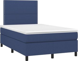 vidaXL Vidaxl - Cama Box Spring Con Colch&oacute;n Y Led Tela Azul 120x200 Cm
