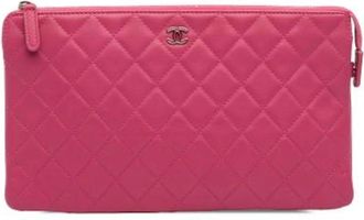 Chanel Pre-owned leren clutch - Dames - Vintage Clutch - Roze - ONE Size - Leer - Vintage