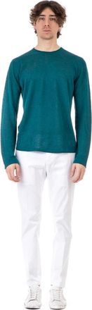 Roberto Collina Rondgebreide Kleding - Heren - Ronde hals truien - Blauw - XL - Katoen - Truien & Vesten