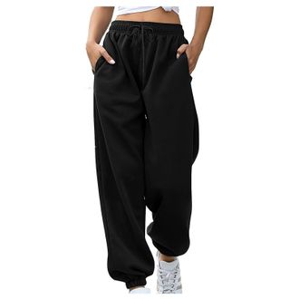 Generic Womens Drawstring Sweatpants 2025 Clearance High Waisted Baggy Joggers Sport Active Workout Jogger Pants with Pocket Trousers Solid Color Straight Tra