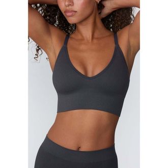 Harper Wilde Ribbed Seamless Triangle Bralette in Charcoal at Nordstrom, Size Xxx-Large