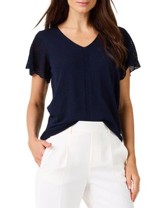 Nic+Zoe Nic+Zoe Petite Pointelle Sleeve Linen-Blend Sweater