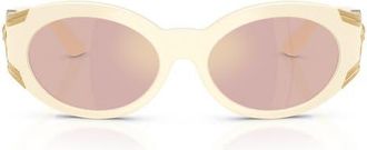 Versace 55mm Oval Sunglasses in Milk /Pink Mirror Gold at Nordstrom