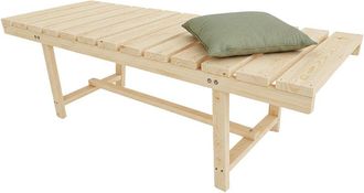 Relaxdays Relaxdays garden bench, 2-seater, patio, balcony, no backrest, fir wood, HxWxD: 35 x 110 x 38 cm, natural
