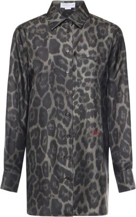 Stella McCartney Luipaardprint Knoopshirt Grijs - Dames - Overhemden - Grijs - XS - Overhemden