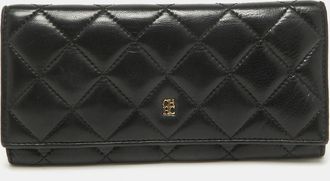 Carolina Herrera Black Quilted Leather Trifold Wallet