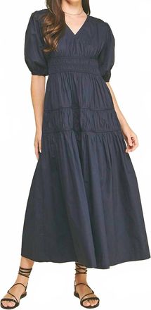 Pinch Design Smocking Detail Maxi Dress In Ink