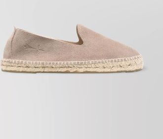 Manebì round-toe suede espadrilles with braided raffia sole
