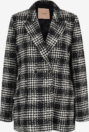 Twinset Karierter Oversize-Blazer aus Bouclé-Tweed