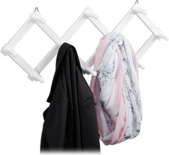 Relaxdays Relaxdays Wall-Mounted Coat Rack, Extendable Wardrobe, 10 Hooks, Stable, Wood, max. HWD: 5.5 x 87.5 x 7.5 cm, Dark Brown