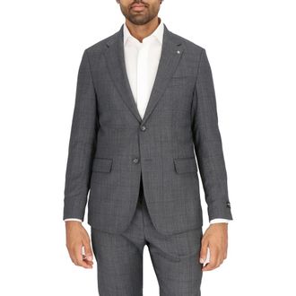 Scotch & Soda Grey Windowpane Check Stretch Wool Sport Coat at Nordstrom Rack, Size 44 Long