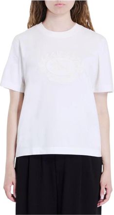 Burberry T-shirt van katoen met geborduurd logo - Dames - T-shirts - Wit - S - Katoen - Tops