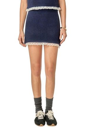 English Factory Scallop Detail Knit Skirt in Navy at Nordstrom, Size X-Small