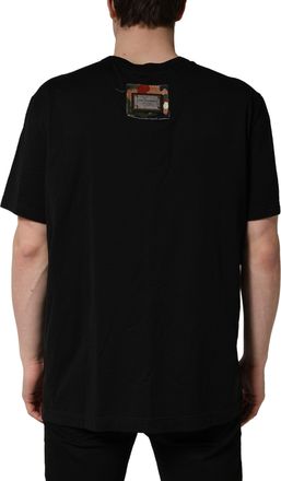 Dolce & Gabbana Mens Black Camouflage Graphic Cotton Crewneck T-Shirt Polyester