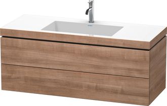 Duravit Lavabo Para Muebles Duravit L-cube C-bonded Con Base, Colgante, 120x48 Cm, 2 Cajones, Sin Rebosadero, 1 Agujero Para Grifo, Color: Cerezo Del Tesino -