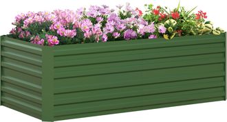 OUTSUNNY Galvanised Steel Outdoor Raised Bed w/ Reinforced Rods - Green | TJ Hughes