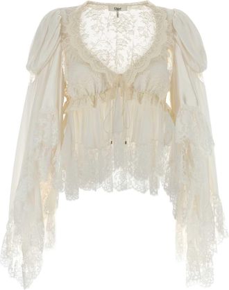 Chlo&eacute; White Satin Blouse